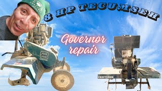 Tecumseh HM80 8 hp governor linkage repairs Craftsman tiller attachment rototiller [upl. by Neeleuqcaj701]