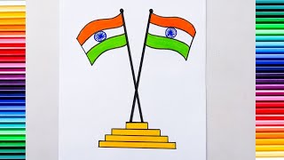 😍 How to draw indian flag 🇮🇳 Indian flag drawing 💖 Easy and simple drawing 🇮🇳 [upl. by Milman]