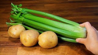 I never get tired of cooking potatoes with celery like this Healthy easy and delicious [upl. by Talich]