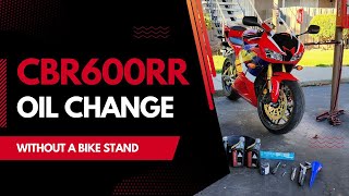 Cbr600rr 2022 oil change without stand [upl. by Hajin]