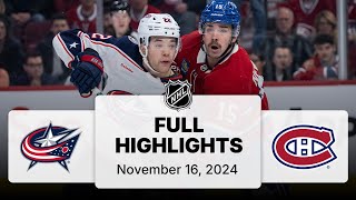 NHL Highlights  Blue Jackets vs Canadiens  November 16 2024 [upl. by Eitsirhc]