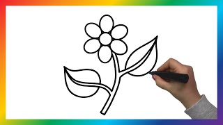 Ich zeichne eine Blume  Drawing a Flower  Painting and Coloring [upl. by Yand]