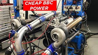 1000 HPWITH 2 163 TURBOS CHEAP JUNKYARD BBC TWIN TURBOS PLUS BLOWER AND NITROUS [upl. by Ravahs890]