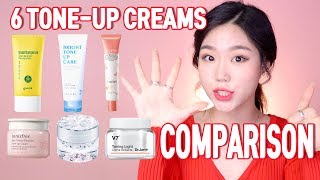 6 different TONE UP CREAMS comparison Goodal Innisfree Somebymi Missha Juicyful and DrJart [upl. by Aicilef]