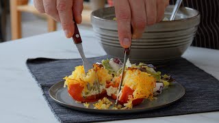 Gefüllte Paprika mit Kartoffelhaube aus dem Ofen leckere VeggieKüche [upl. by Suivatnom]