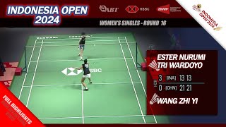 Indonesia Open 2024  Ester Nurumi Tri Wardoyo vs Wang Zhi Yi  R16 WS Full Highlights [upl. by Hirasuna786]