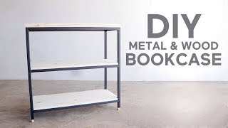 3 Tier Metal amp Wood Book Shelf  Modern Builds  DIY [upl. by Animahs793]