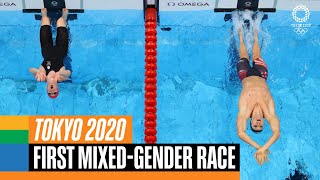 Historical First Swimming MixedGender Race at the Olympics  Tokyo 2020 Replays [upl. by Ahsinav]