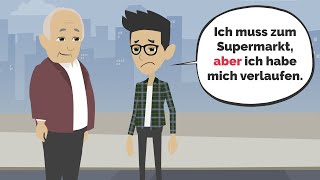 Deutsch lernen  Konjunktionen aber weil dass [upl. by Dlanigger387]