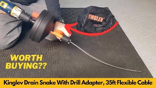 Worth It Kinglev Drain Snake Drain Auger Cleaner With Drill Adapter 35ft Flexible Cable [upl. by Annua849]