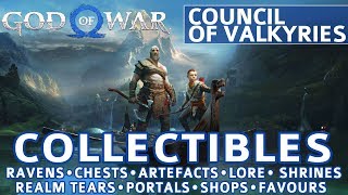 God of War  Council of Valkyries All Collectible Locations Ravens Chests Artefacts Shrines [upl. by Suollecram801]