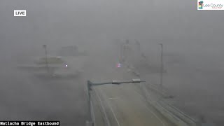 Hurricane Milton Tornado sweeps over bridge during meteorologists live report [upl. by Dole]