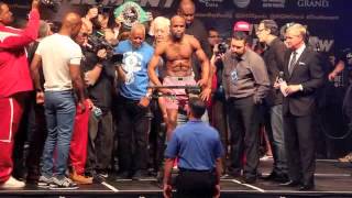 FLOYD MAYWEATHER v MARCOS MAIDANA  OFFICIAL WEIGH IN  MGM GRAND  THE MOMENT [upl. by Cicero401]