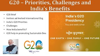 G20 – Priorities Challenges and India’s Benefits  g20 currentaffairs2023 g20india [upl. by Wise]