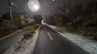 4K・ Snowy night walk from Tokyo Kumegawa station to Kodaira broken sound・4K HDR [upl. by Osterhus]