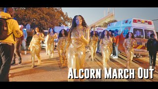 March Out  Alcorn State Marching Band and Golden Girls  vs JSU Fall 21 CCC [upl. by Ellecram]