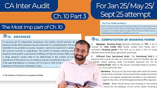 Advances and Computation of Drawing Power DP  CA Inter Audit Ch 10 Part 3  For Sept 24 Jan 25 [upl. by Arik327]