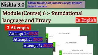 Module 6 answers  Nishtha 30  foundational language and litracy Diksha Nishtha course 6 quiz [upl. by Fernanda]