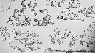 Pen and Ink Drawing Tutorials  How to draw clouds [upl. by Nalehp]