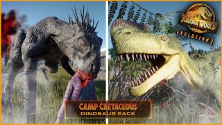 BRUTAL KILL ANIMATIONS SCORPIOS REX amp MONOLOPHOSAURUS SHOWCASE  JURASSIC WORLD EVOLUTION 2 [upl. by Everara]