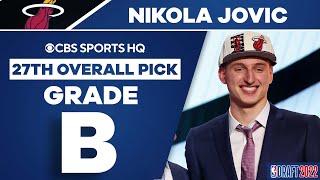 Nikola Jovic selected No 27 overall by the Miami Heat  2022 NBA Draft  CBS Sports HQ [upl. by Ermey404]