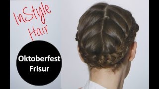 3 traditionelle Oktoberfest Frisuren Affenschaukel Haarkranz Französischer Zopf [upl. by Osnofla]