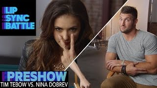 Tim Tebow vs Nina Dobrev Preshow  Lip Sync Battle [upl. by Anaele153]