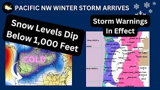 Portland Pacific NW Storm Arrives Low Snow Levels Tonight  Monday [upl. by Arimaj]