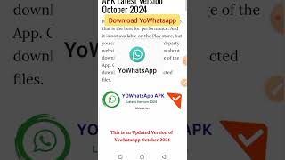 Download YoWhatsapp latest version 2024 [upl. by Yelra]