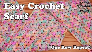 Crochet An Easy Scarf for beginners too🧣 One row repeat  Double V Stitch [upl. by Alithia]