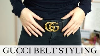 GUCCI BELT REVIEW amp STYLING  LUXURY DESIGNER TRY ON  Em Sheldon [upl. by Trilbie]