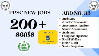 Ppsc Add 33 200 jobs in ppsc16 Assistant Director jobs 44 social welfare jobs Junior clerk jobs [upl. by Roshelle]