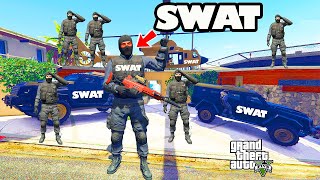 Franklin Become The SWAT Chief and make SWAT Headquarter in his House in GTA 5  SHINCHAN and CHOP [upl. by Ahsemat]