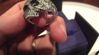 David Yurman Wave Skull Sterling Silver Ring with Black Diamonds [upl. by Canica]