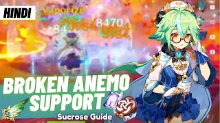 Hindi BEST ANEMO SUPPORT Best Build Sucrose  All Artifacts Weapons amp Showcase  Genshin Impact [upl. by Dorice]