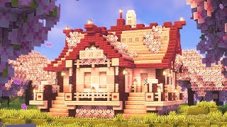 Minecraft  How to build a Cherry Blossom Starter House Tutorial [upl. by Low]