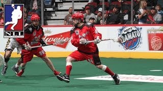 Sock trick Calgarys Dane Dobbie scores his sixth goal in transition for the 1712 lead [upl. by Aetnahc749]