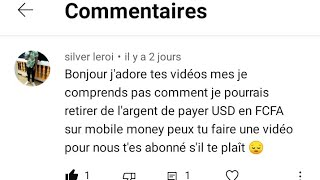 COMMENT RETIRER DE LARGENT PAYEER USD EN FCFA [upl. by Irret738]