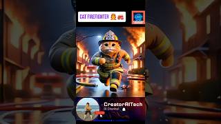 Cat Firefighter 😱 cat edit save shorts [upl. by Gothurd]