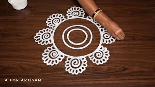 Easy Round Flower Rangoli Designs for BEGINNERS🌺 Step by Step Special Alpona Designs for FESTIVAL 🌷 [upl. by Reece]