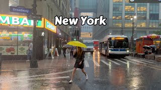 4k Rainstorm Walk New York City  Heavy Rain And Thunderstorm Lightning Sounds For Sleeping [upl. by Avera591]