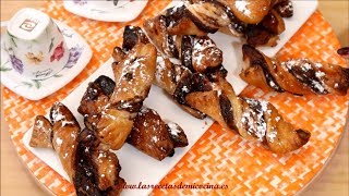 LAZOS DE HOJALDRE CON NUTELLA NOCILLA [upl. by Abshier]