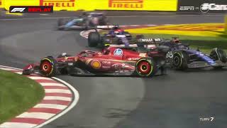 Alex Albon crash with Carlos Sainz Canadian GP 2024 [upl. by Belamy405]