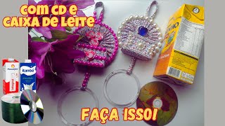 Olha Essa ideia Incrível com material reciclável  Com Apenas Um CD e Caixa de Leite [upl. by Ettenawtna]