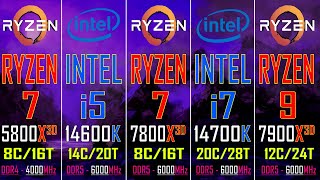 RYZEN 7 5800X3D vs INTEL i5 14600K vs RYZEN 7 7800X3D vs INTEL i7 14700K vs RYZEN 9 7900X3D [upl. by Larianna]