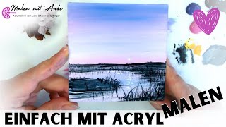 Schöne Landschaft mit Fluss leicht malen mit Acryl Simple Landscape Painting [upl. by Aseen]