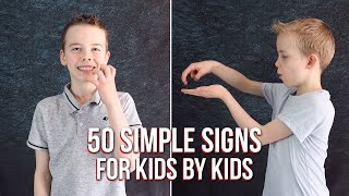 50 Simple Signs in British Sign Language for Kids by Kids [upl. by Atsed]