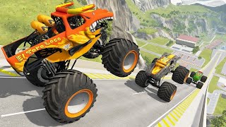 Monster Trucks Battle Ramps  Insane Jump Gone Wrong  Crash or Survive [upl. by Ramedlab]