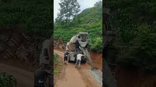 Dirt road concrete mortar hardening process [upl. by Anegue508]