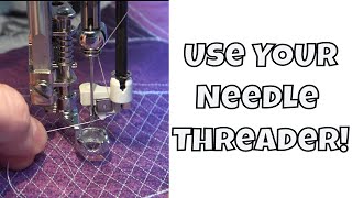 How To Use A Needle Threader On The Janome 1600 Sewing Machine [upl. by Notyarb395]